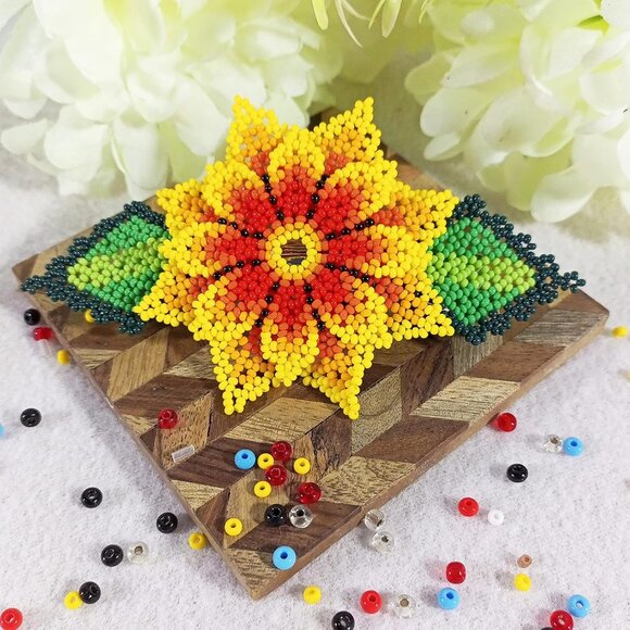 Beaded Hair Clips Handmade Native American Style Gift for Women - Picture 2 of 4